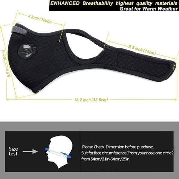 Set of 11 black breathable bacteria-proof sport face masks with activated carbon and PM 2.5 filtration from DailySale.