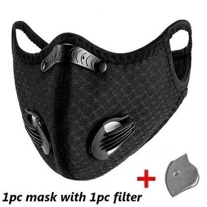 Set of 11 black breathable sport face masks with activated carbon, bacteria-proof protection, and PM 2.5 filtration by DailySale.