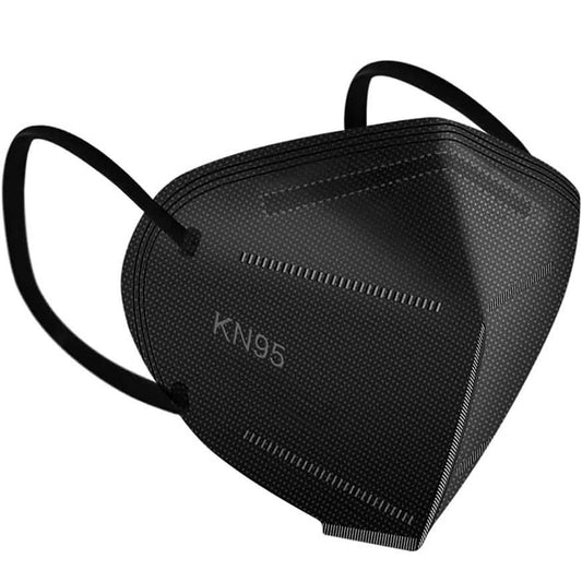 Black 5-layer disposable KN95 face masks from DailySale, shown in a pack of 30 for protective PPE and face covering.