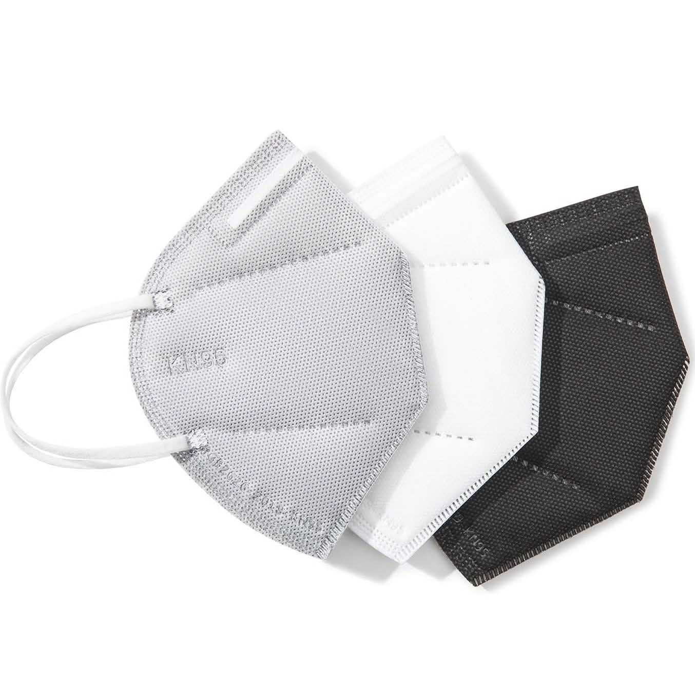 Black 5-layer disposable KN95 face masks from DailySale, shown in a pack of 30 for protective face PPE.