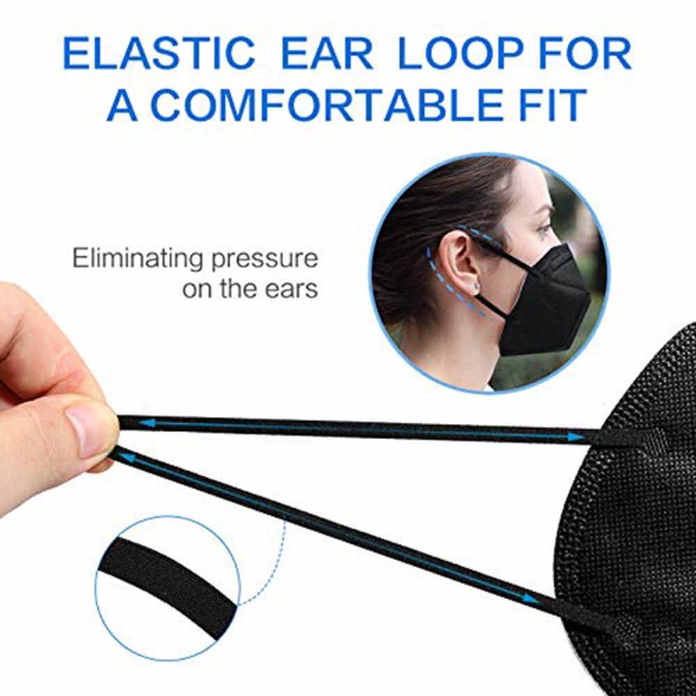 Black 5-layer disposable KN95 face masks from DailySale, shown in a 30-pack, designed for protection and comfort.