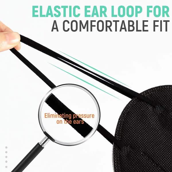 Black KN95 5-layer breathable face masks from DailySale, shown in a pack of 50 for personal protective equipment.