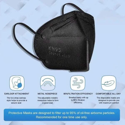 Black KN95 5-layer breathable face mask from DailySale, packed in a 50-pack for personal protective equipment.