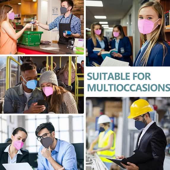 Black KN95 5-layer breathable face mask from DailySale, pack of 50, designed for protection and comfort.