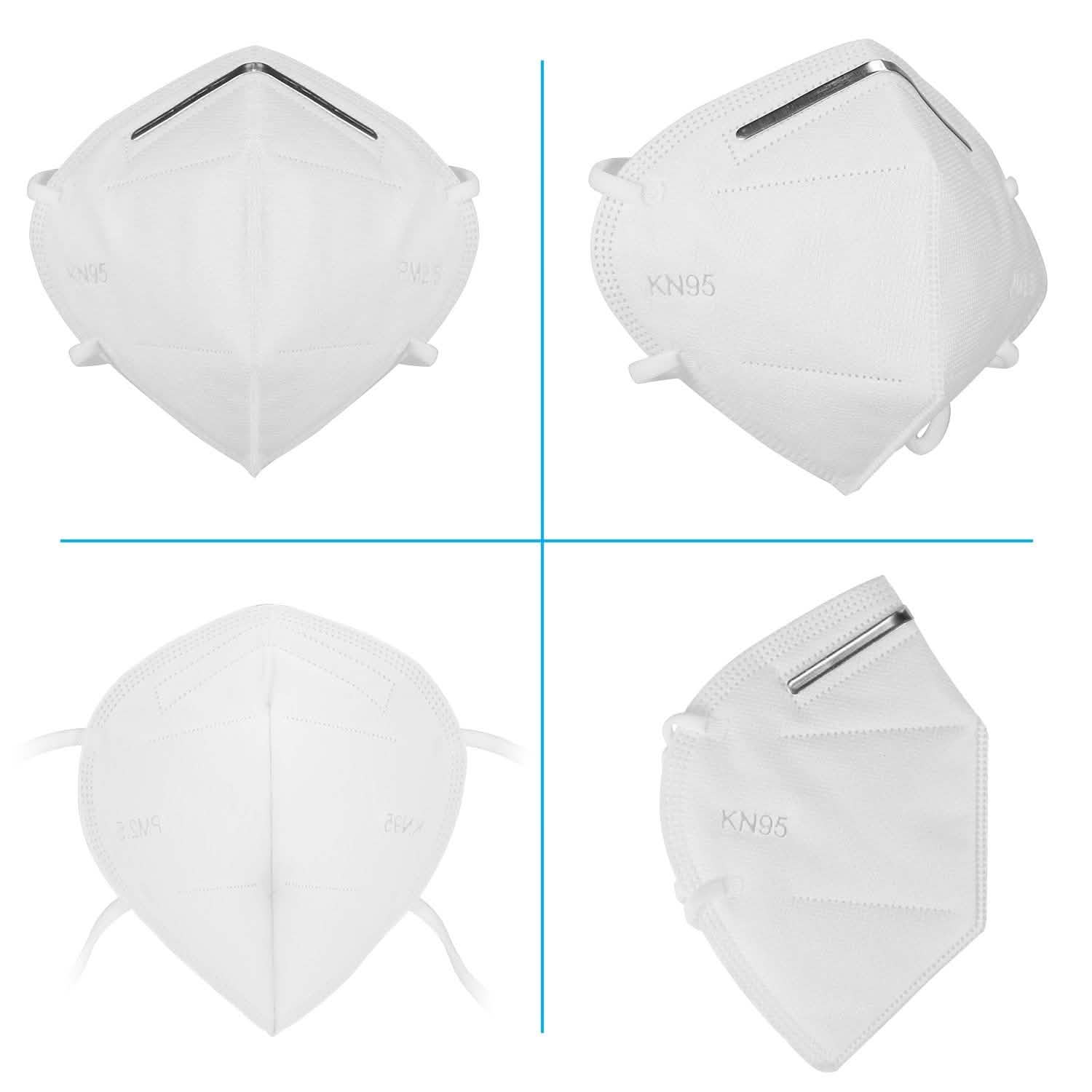 Set of 10 disposable KN95 face masks from DailySale, protective PPE masks with ear loops and adjustable nose bridge.
