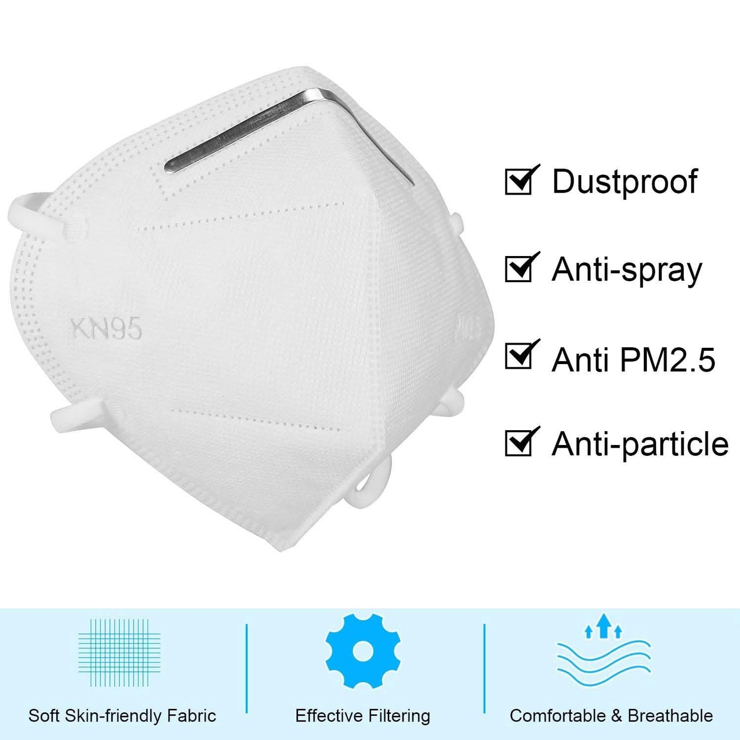 Set of 10 disposable KN95 face masks by DailySale, FFP-rated PPE masks for respiratory protection.