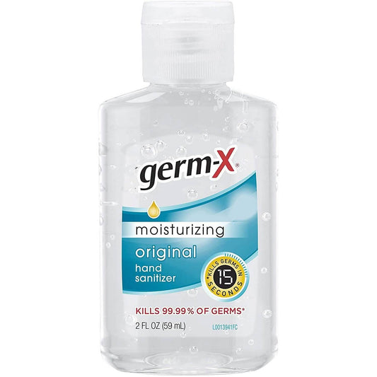 Two bottles of Germ-X Fresh Citrus Hand Sanitizer from DailySale, featuring clear bottles and citrus scent labels.