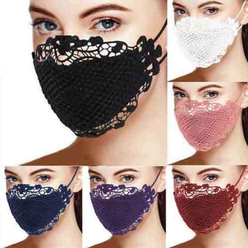 Six elegant lace face masks from DailySale, stylish PPE masks with intricate lace design for comfortable wear.