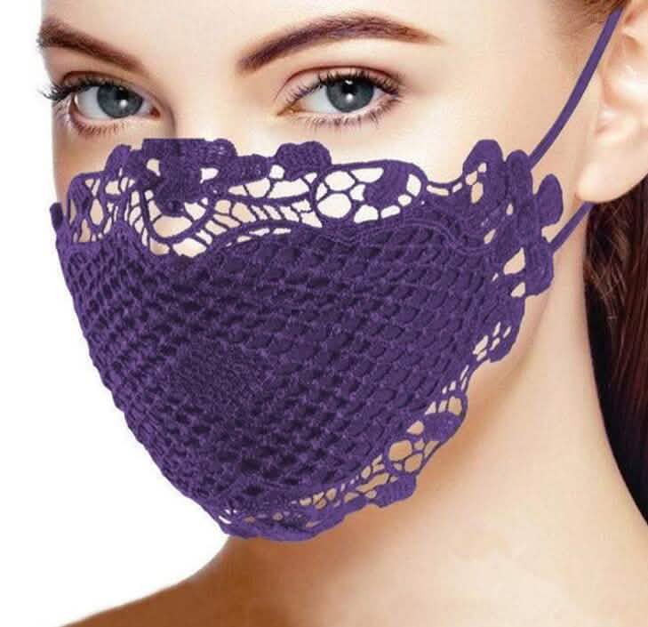 Six elegant lace face masks in a pack, stylish PPE by DailySale, with intricate lace design and adjustable ear loops.
