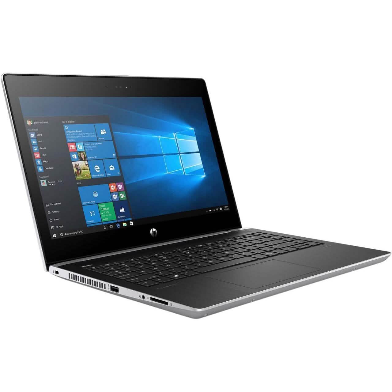 Refurbished HP ProBook 430 G5 laptop with Intel Core i5 8th Gen, Windows 11 Pro, featuring a sleek design and keyboard.