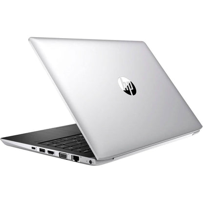 Refurbished HP ProBook 430 G5 laptop with Intel Core i5 8th Gen processor and Windows 11 Pro, shown from a side angle.
