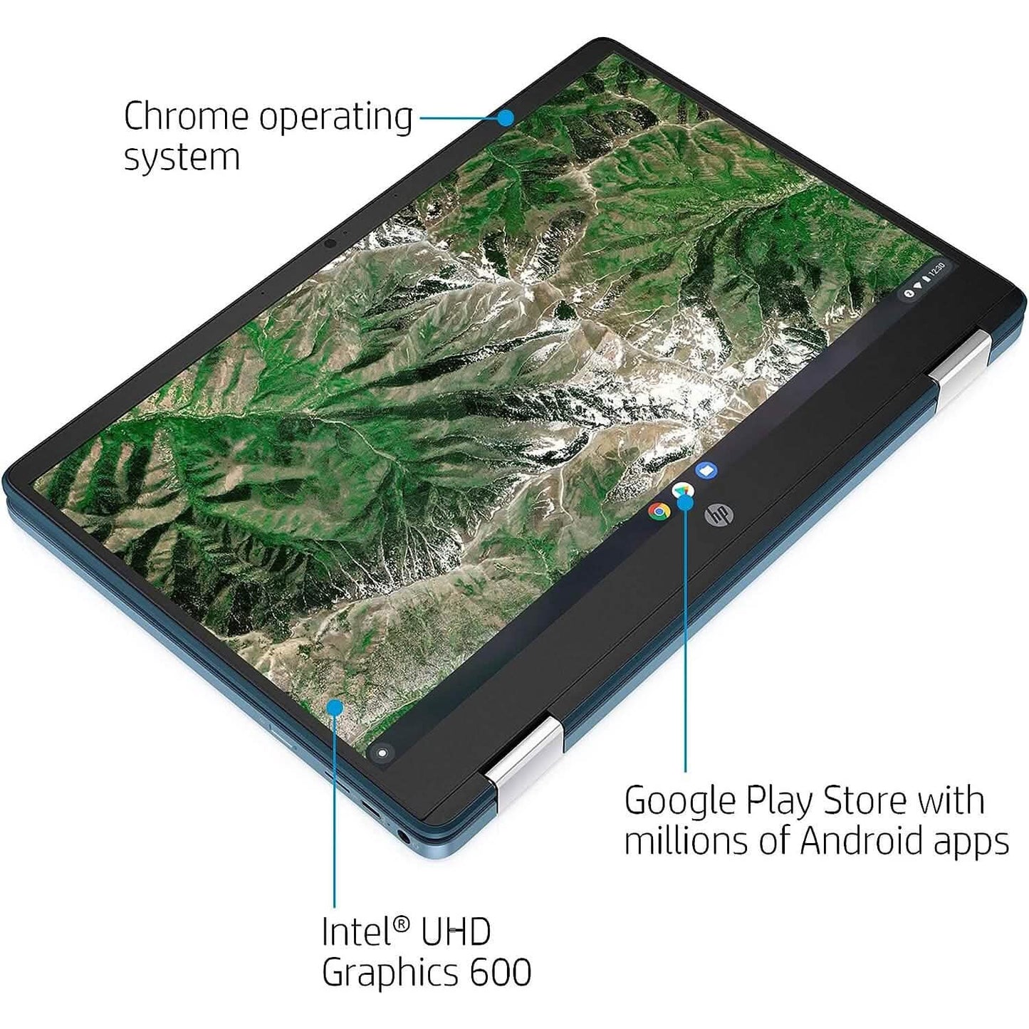 Refurbished HP Laptop X360 14a Chromebook with 14-inch HD touchscreen, sleek design, and versatile convertible features.