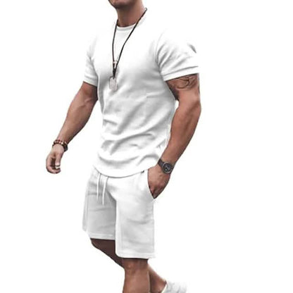 Men's gray casual activewear running T-shirt with matching shorts, designed for comfort and movement from DailySale.