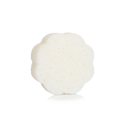 Daisy Spongette grapefruit cassis body wash infused buffer with floral design and soft sponge texture for gentle cleansing.