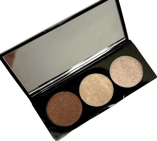 Danyel Cosmetics Eyeshadow Trio Palette featuring nude and natural shades in a compact eye shadows palette.
