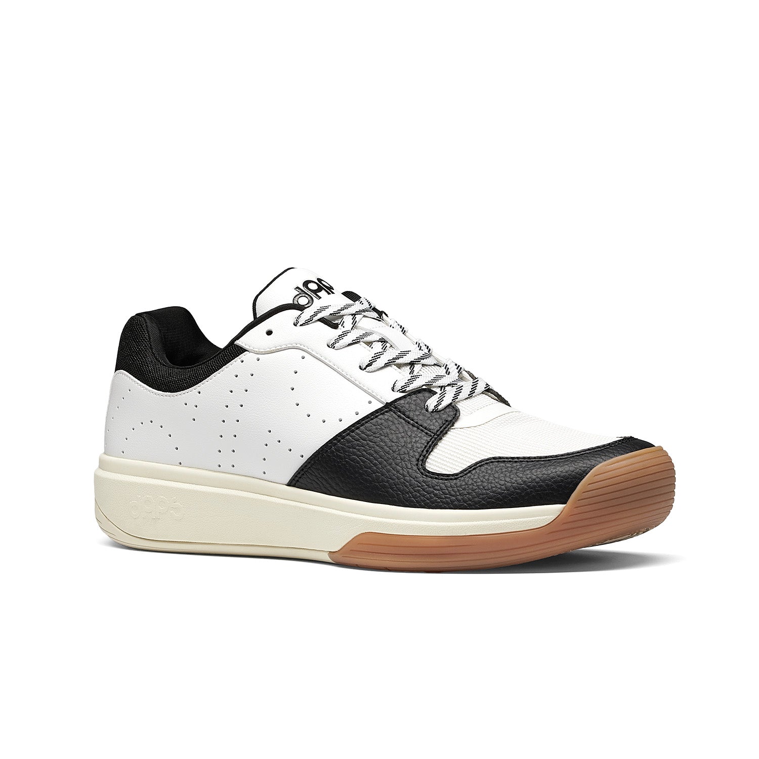 Men's DAPS DESI Low pickleball shoes in black and white by DAPSFIT, featuring a sleek design for active courts.