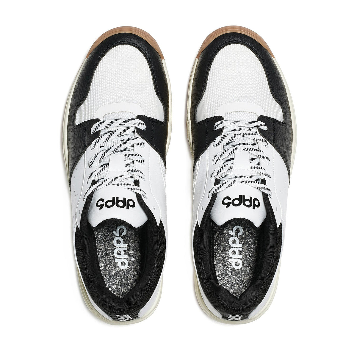 Men’s DAPS DESI Low pickleball shoes in black and white by DAPSFIT, showing the stylish athletic footwear designed for pickleball.