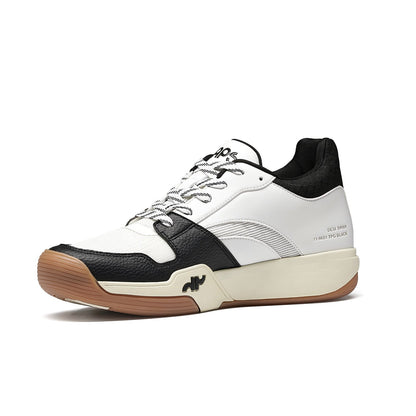 Men's DAPS DESI Mid pickleball shoes in black and white with supportive design, by DAPSFIT for optimal court performance.