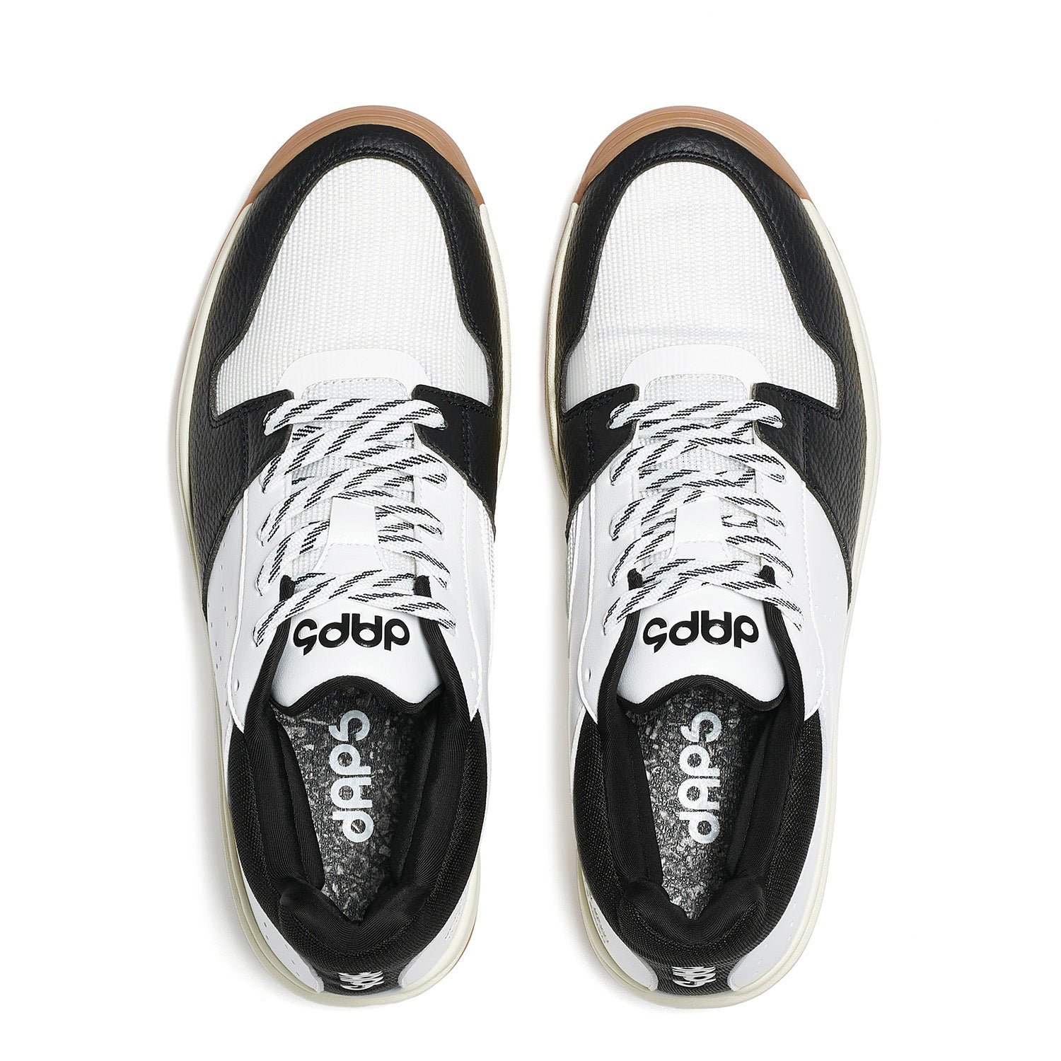 Men's DAPS DESI Mid pickleball shoes in black and white by DAPSFIT, featuring supportive design and sporty look for active play.