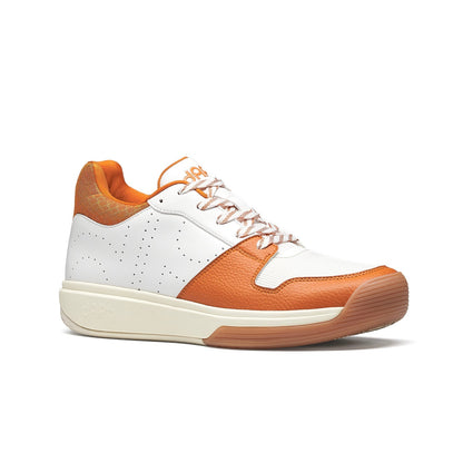 Men's DAPS DESI Mid pickleball shoes in burnt orange by DAPSFIT, featuring sporty design and supportive fit for active play.