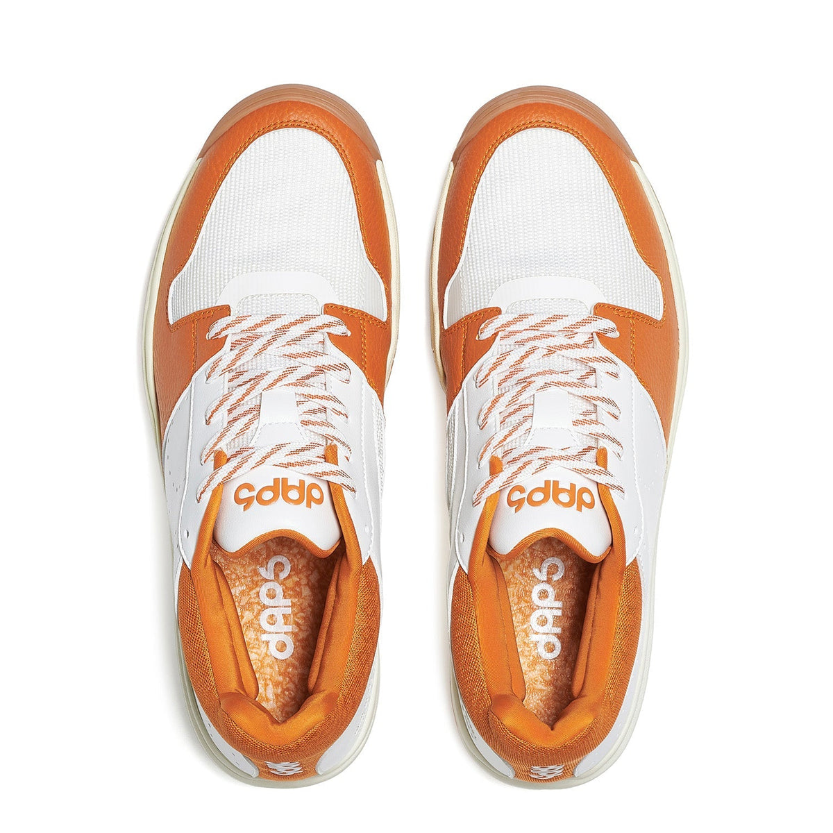 Men's DAPS DESI Mid pickleball shoes in burnt orange by DAPSFIT, featuring supportive design and sporty style.
