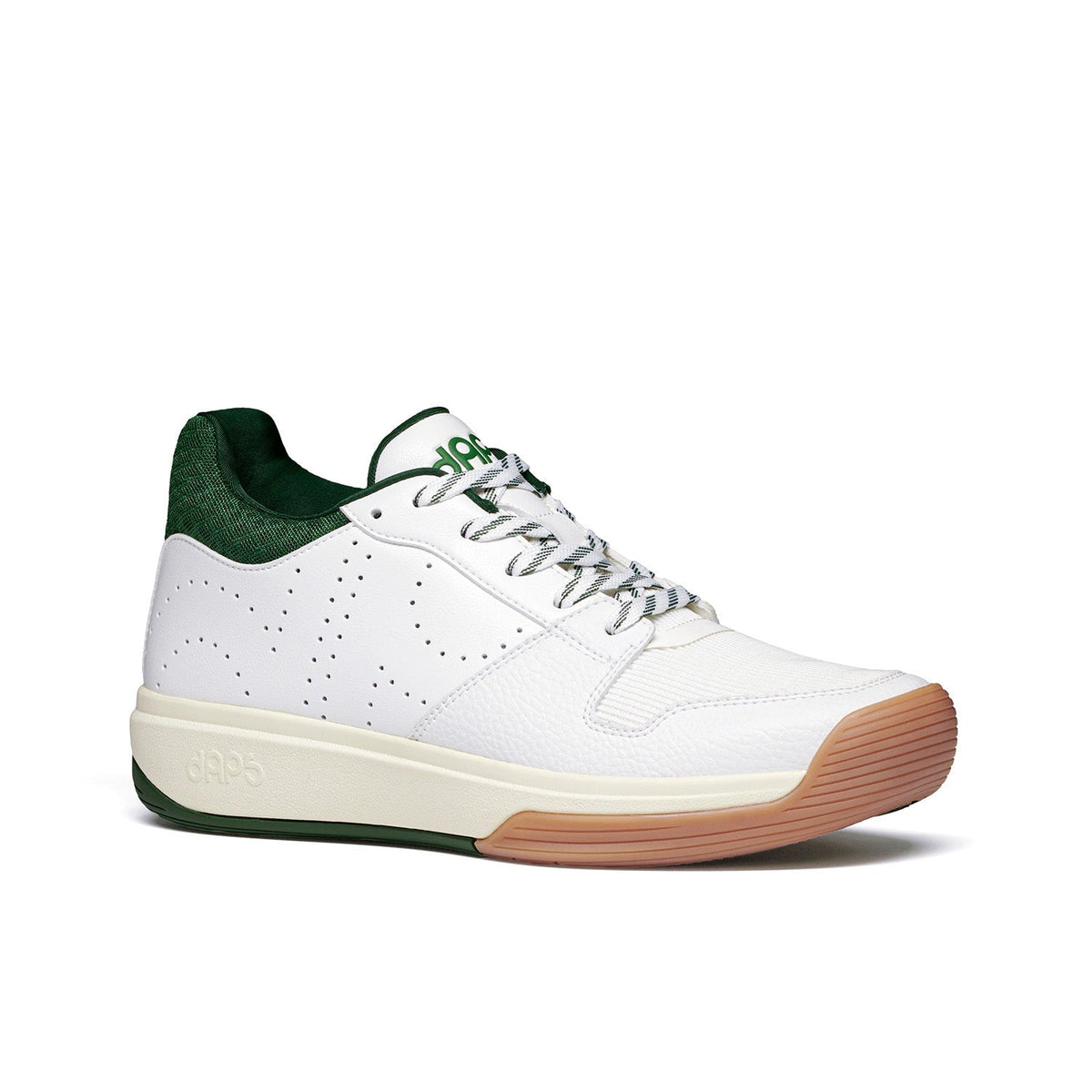 Men's DAPS DESI Mid pickleball shoes in green and white by DAPSFIT, featuring supportive design for active pickleball play.