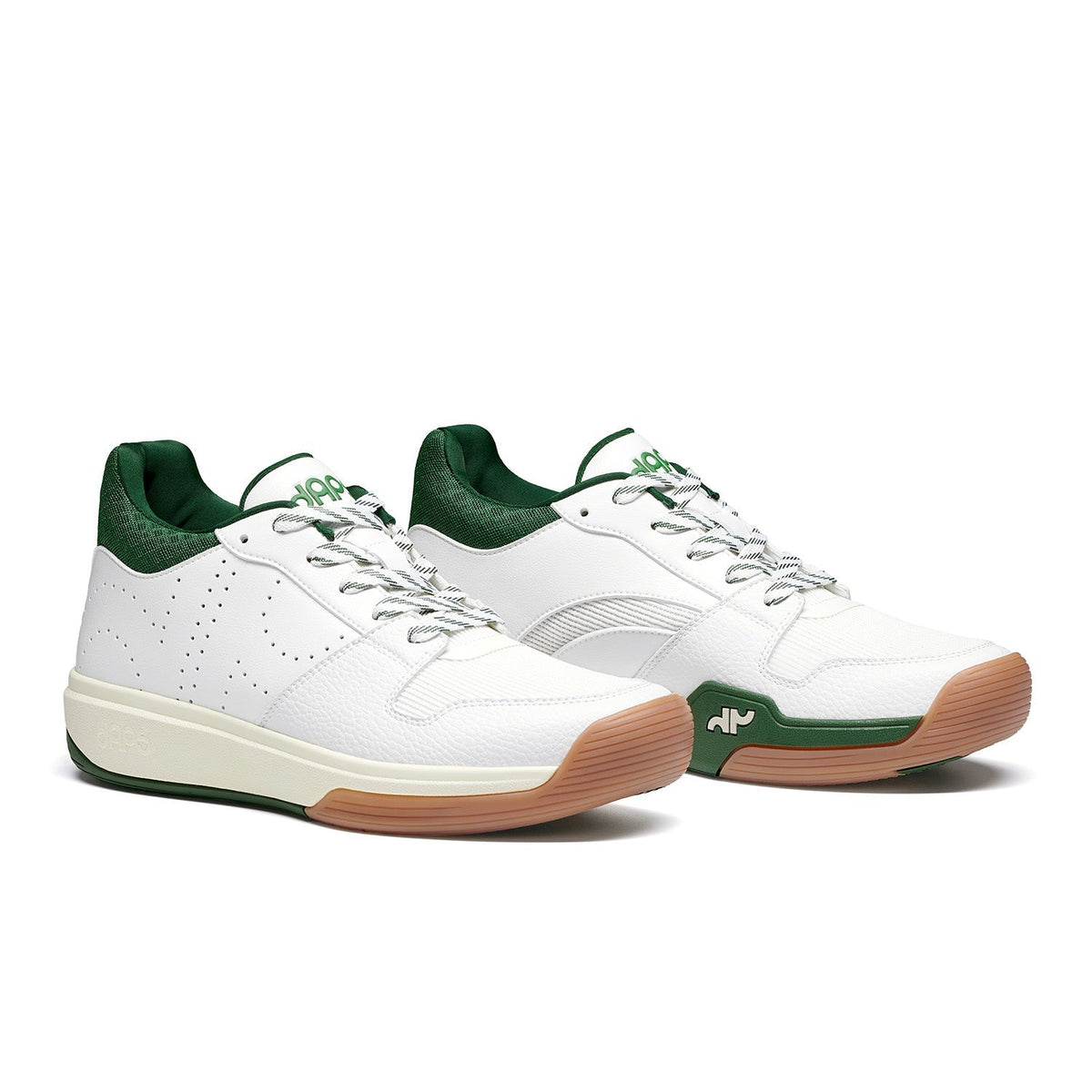 Men's DAPS DESI Mid pickleball shoes in green and white by DAPSFIT, featuring supportive design and sporty style.