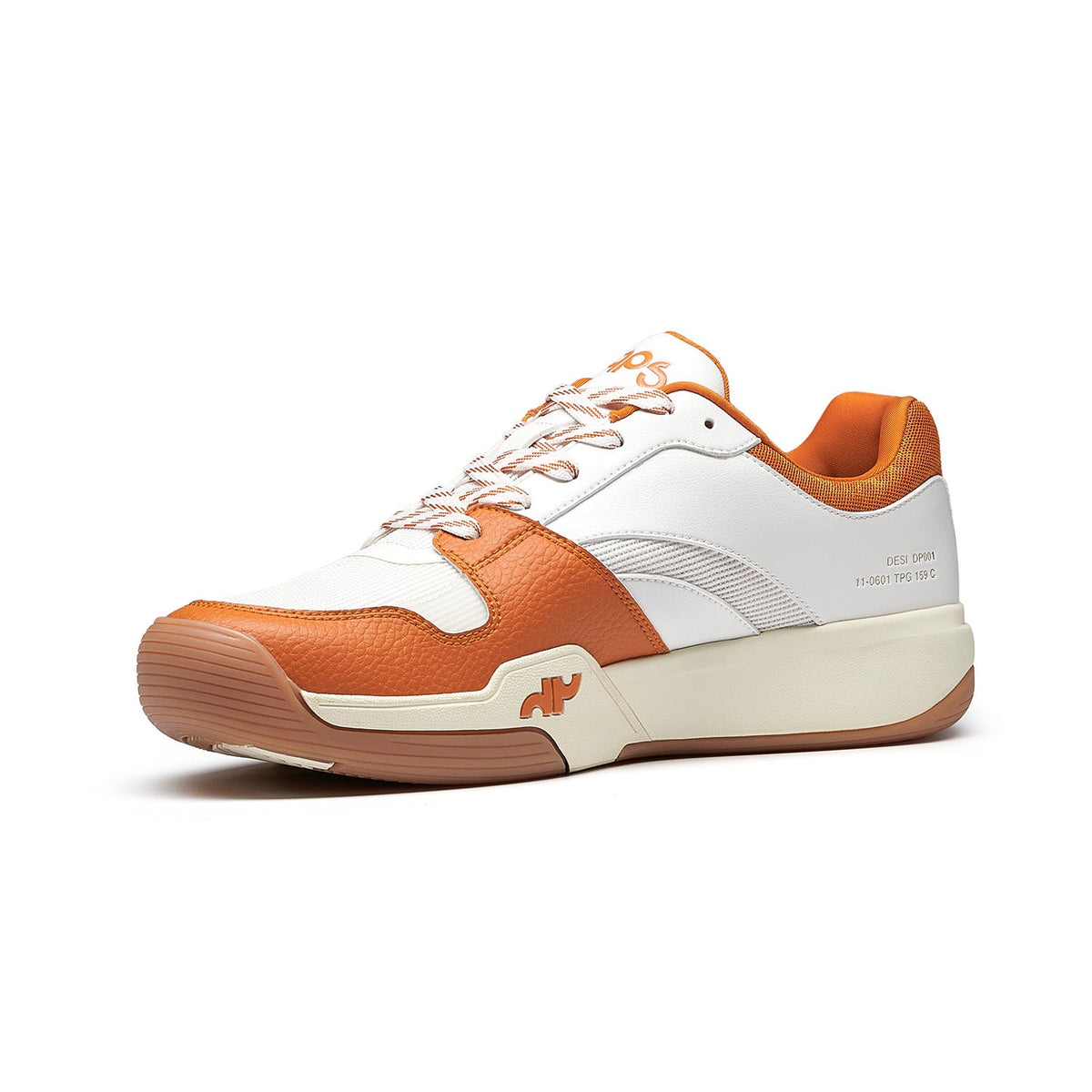 DAPS DESI Low women's pickleball shoes in burnt orange with DAPSFIT branding, featuring a sporty design and supportive sole.