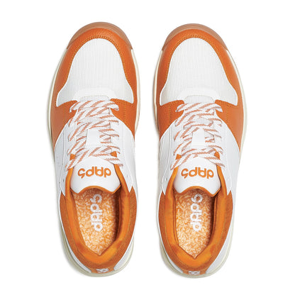 Women's DAPS DESI Low Pickleball Shoes in Burnt Orange by DAPSFIT, featuring sporty design and comfortable fit.