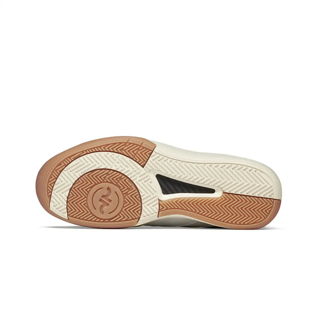 Women's DAPS DESI Low pickleball shoes in white and cream by DAPSFIT, featuring sporty design and supportive sole.
