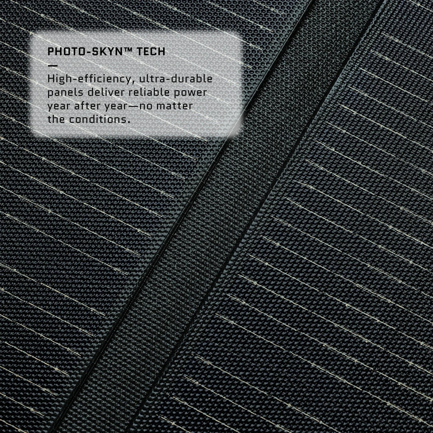 Dark Energy Spectre 200W solar panel with blue photovoltaic cells and sturdy frame, designed for renewable energy applications.