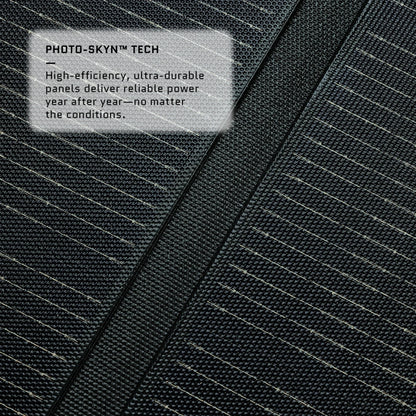 Dark Energy Spectre 200W solar panel with blue photovoltaic cells and sturdy frame, designed for renewable energy applications.