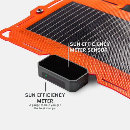 Dark Energy Spectre 18W solar panel with black photovoltaic cells and mounting frame, designed for renewable energy applications