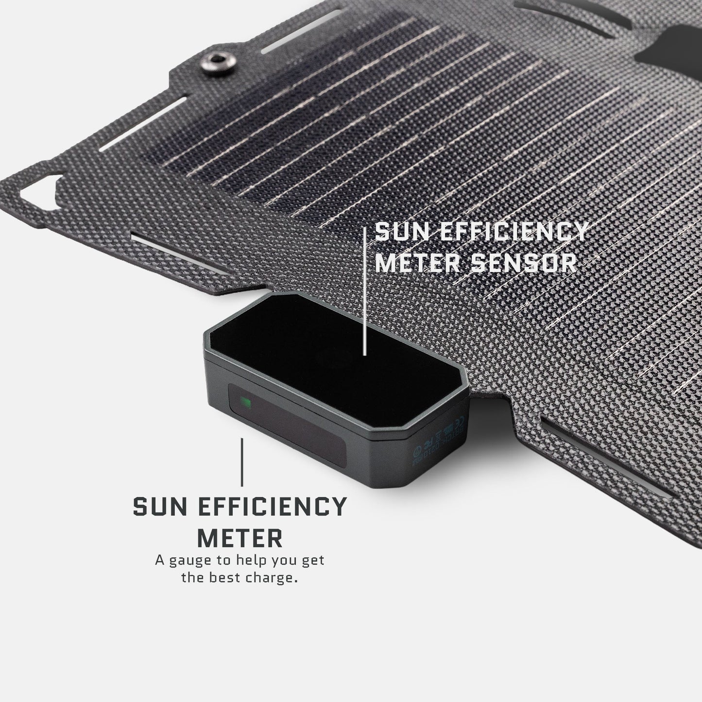 Dark Energy Spectre 18W solar panel with black frame and textured surface, suitable for outdoor solar power applications