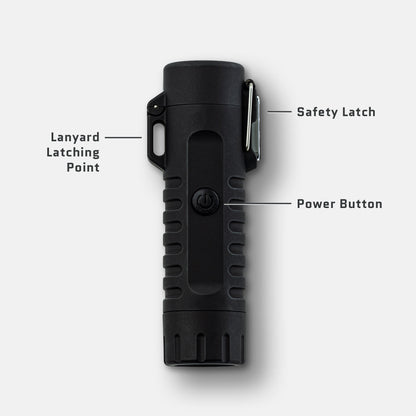 Dark Energy plasma lighter with a sleek black design, showcasing the electric arc ignition and modern style.
