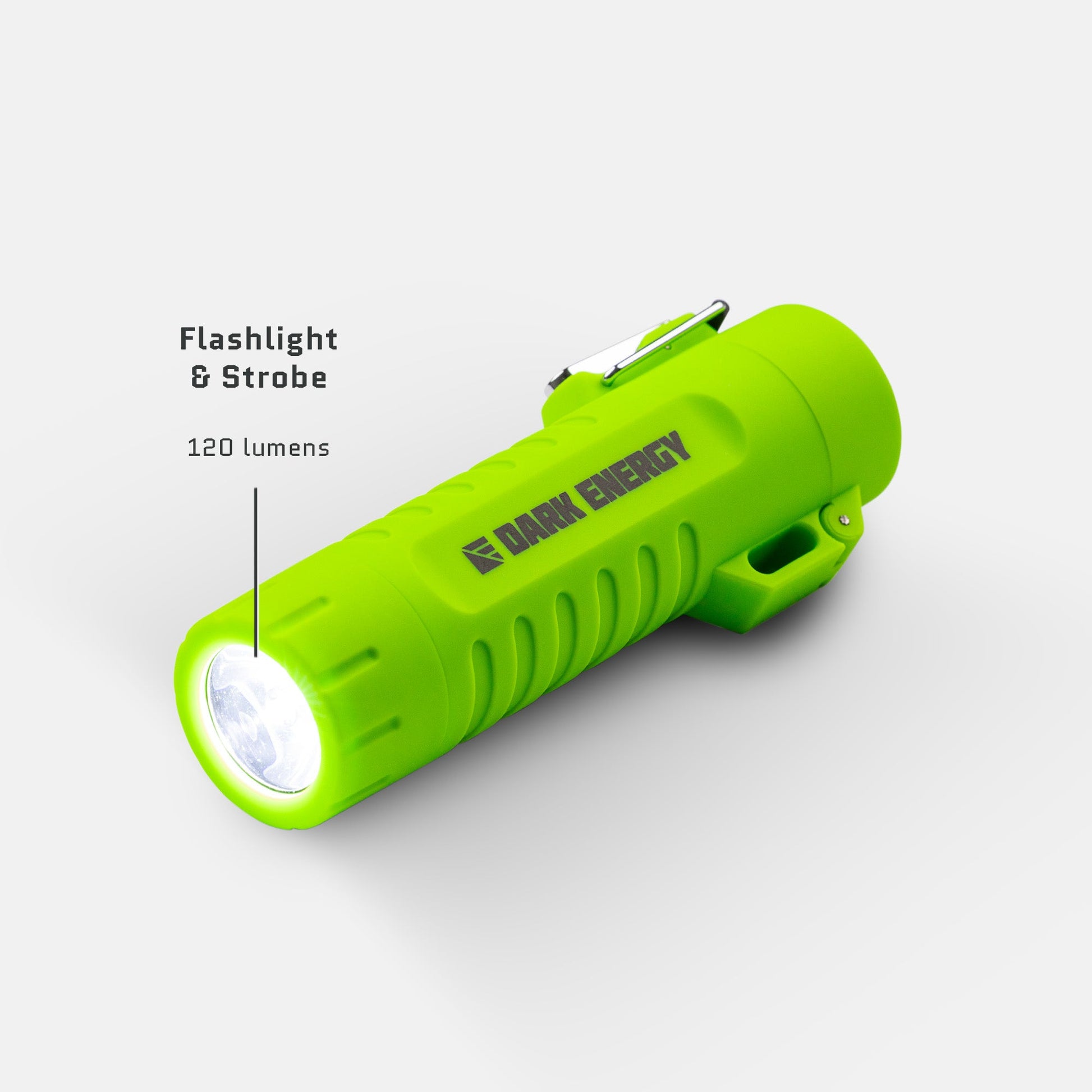 Dark Energy plasma lighter with a sleek design, featuring a glowing plasma arc and compact flashlight functionality.