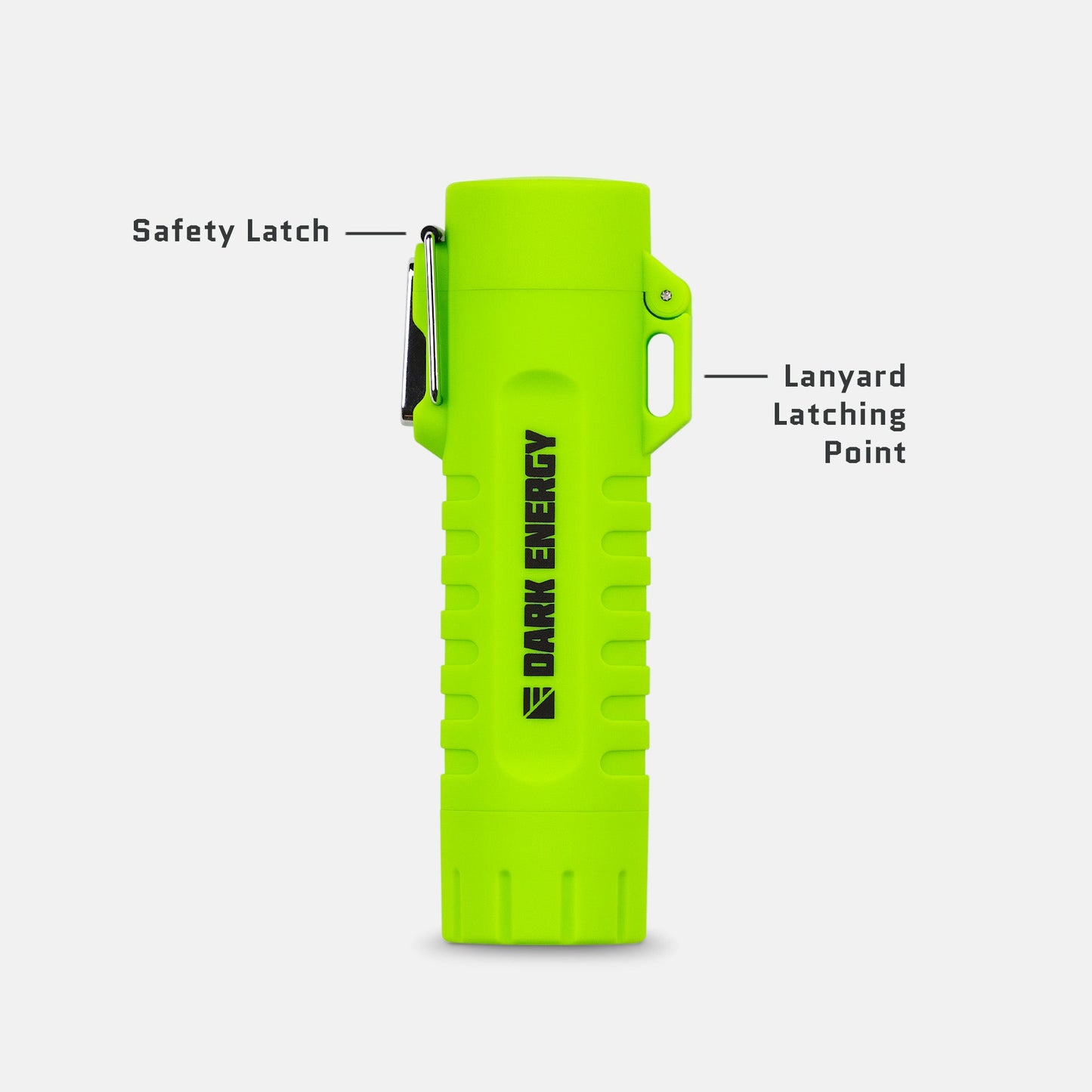 Dark Energy plasma lighter with a sleek black design and illuminated plasma arc in a close-up view.