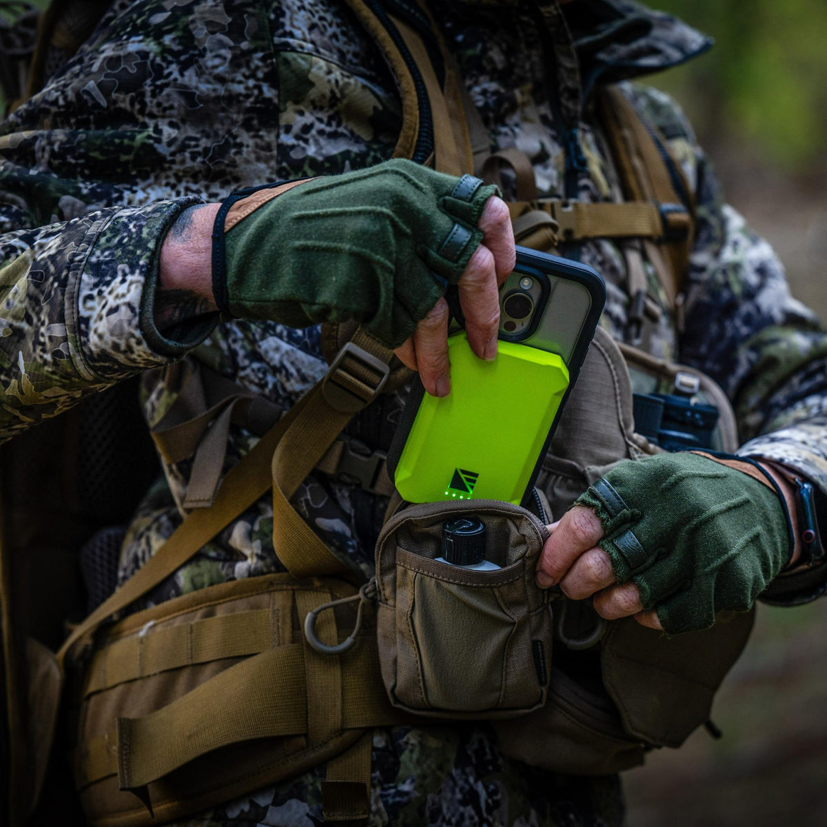 Dark Energy Poseidon Nano Power Bank in green, a compact portable charger with a sleek design perfect for on-the-go charging.