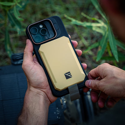 Dark Energy Poseidon Nano Power Bank portable charger with sleek design and multiple USB ports for mobile device charging.