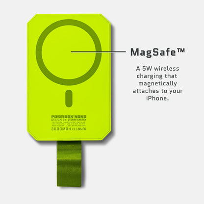 Dark Energy Poseidon Nano Power Bank, compact portable charger with green exterior and detailed specifications visible.