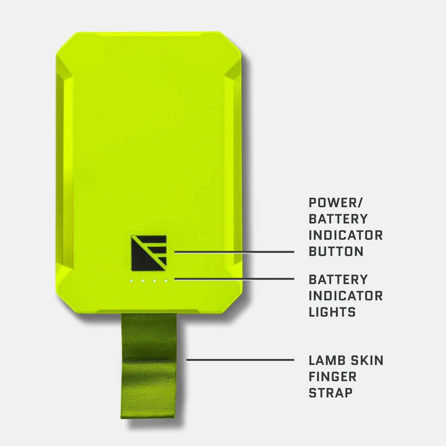 Dark Energy Poseidon Nano Power Bank, portable charger in green with front specifications visible, compact and lightweight design.