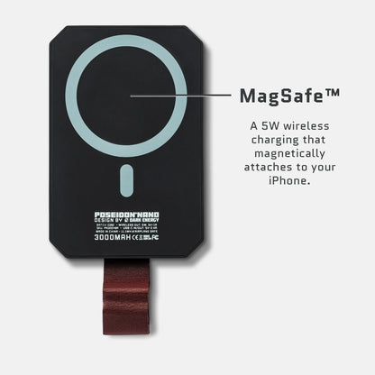 Dark Energy Poseidon Nano Power Bank, portable grey charger with detailed specifications visible in the image