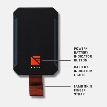 Dark Energy Poseidon Nano Power Bank portable charger in grey, front view showing specifications and compact design.