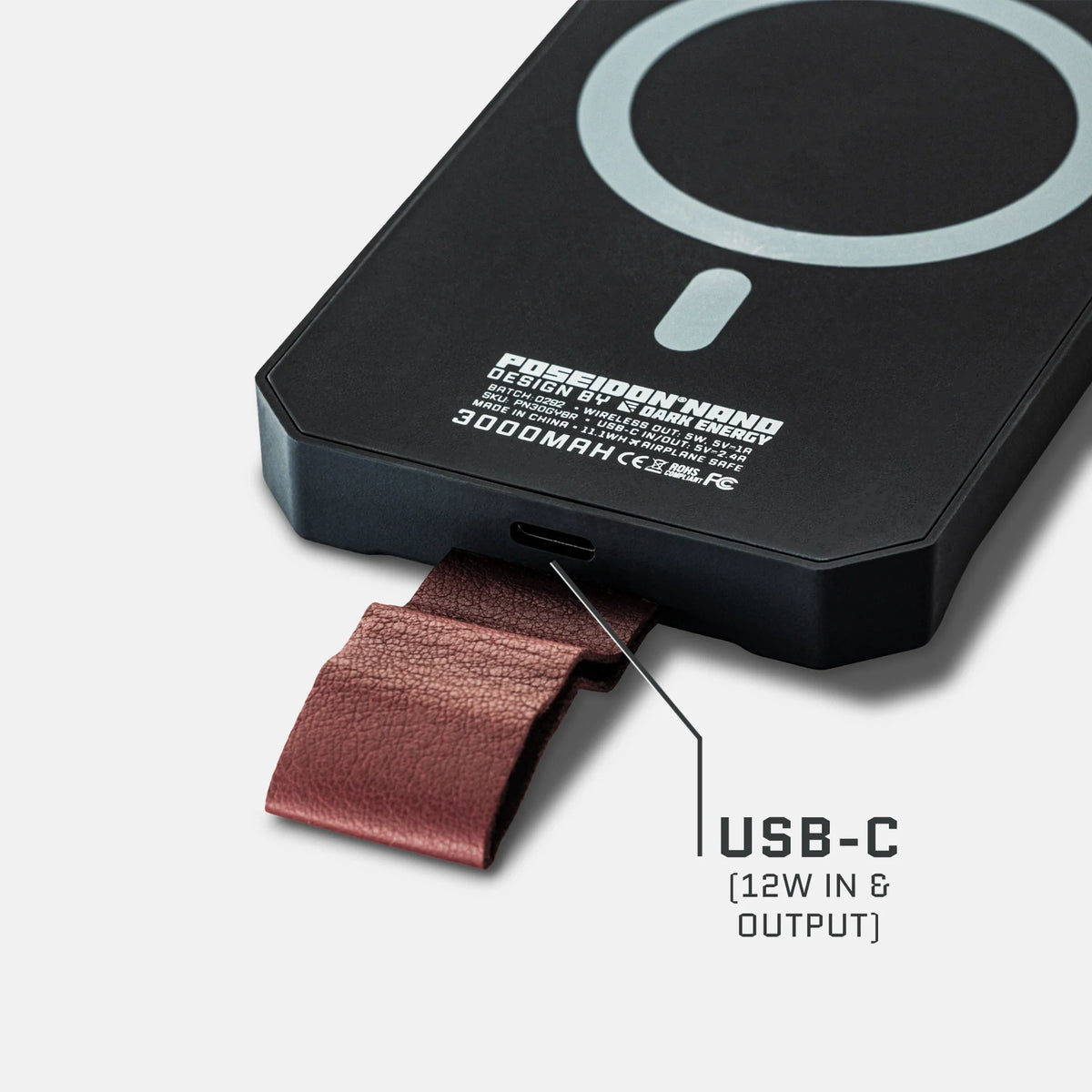 Dark Energy Poseidon Nano Power Bank portable charger with grey ports and compact design for on-the-go device charging.