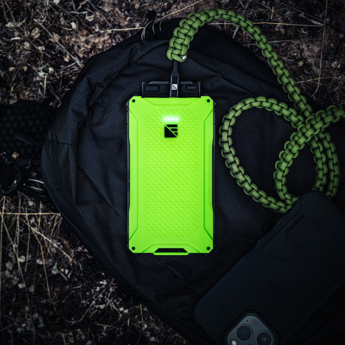 Dark Energy Poseidon Pro Power Bank, portable charger with sleek design and multiple USB ports for charging devices on the go.