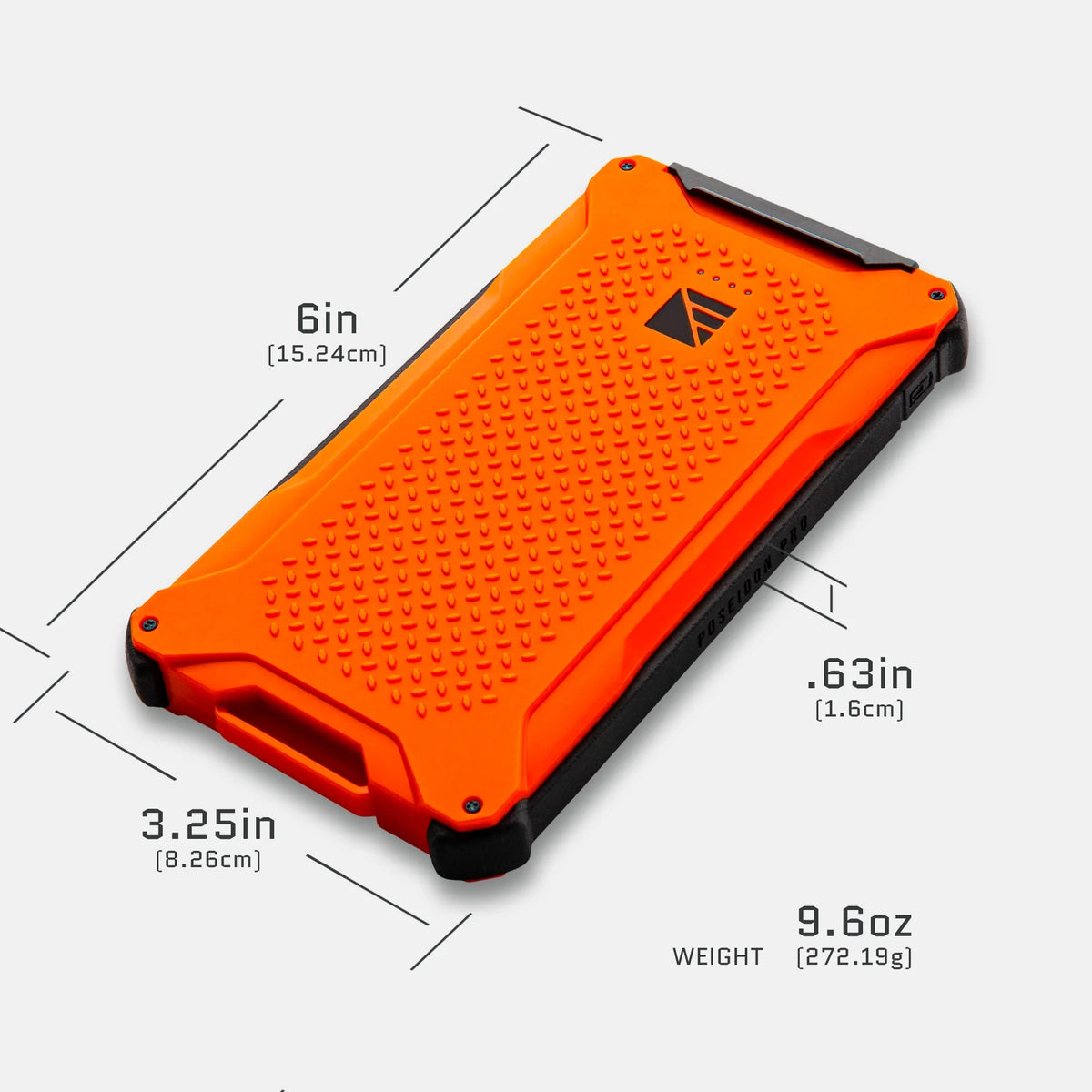 Dark Energy Poseidon Pro Power Bank portable charger in orange, compact design with multiple USB ports for charging devices on the go.