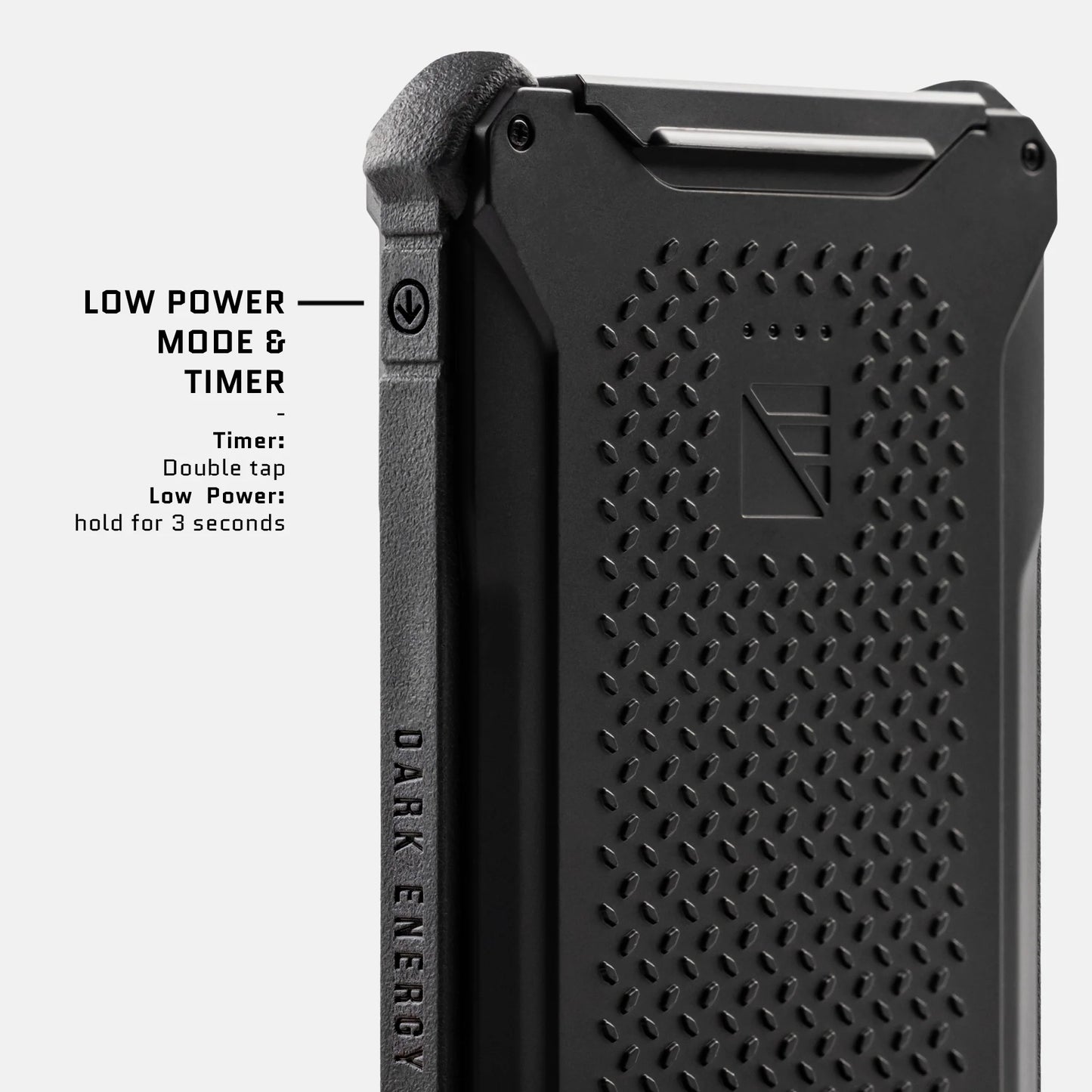 Dark Energy Poseidon Pro Power Bank portable charger in black, compact design with multiple USB ports for on-the-go charging.
