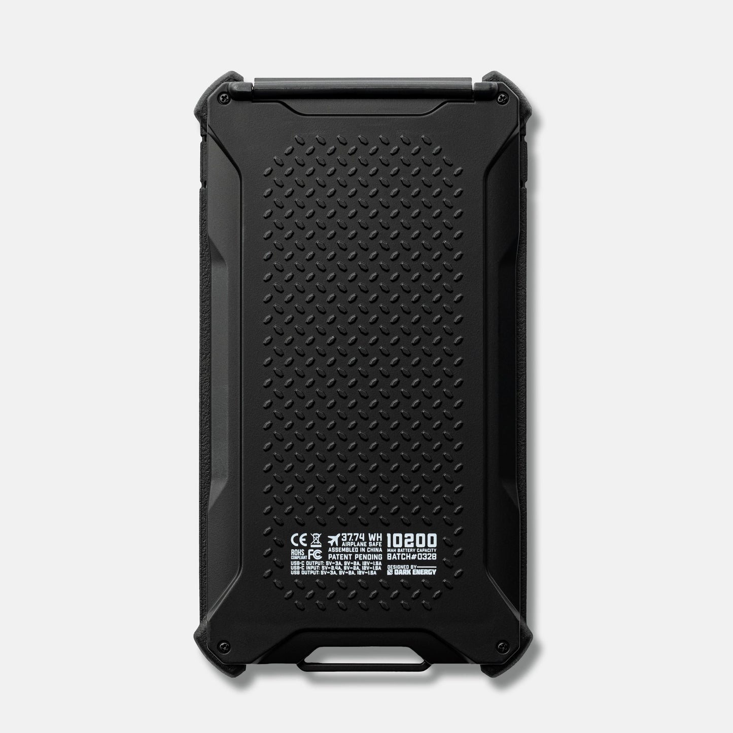 Dark Energy Poseidon Pro Power Bank, black portable charger with sleek back view, compact design for on-the-go charging.