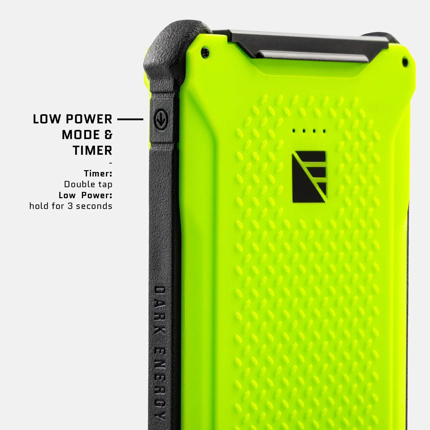 Dark Energy Poseidon Pro Power Bank, green portable charger with multiple USB ports, compact and lightweight for on-the-go charging.