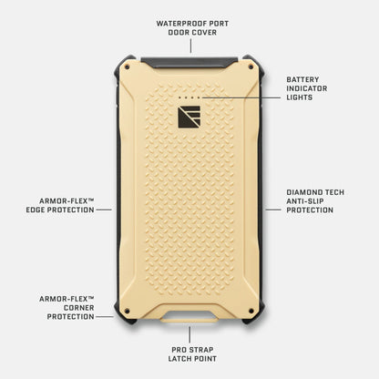 Dark Energy Poseidon Pro Power Bank, portable charger with rugged desert-inspired design, ideal for on-the-go device charging.